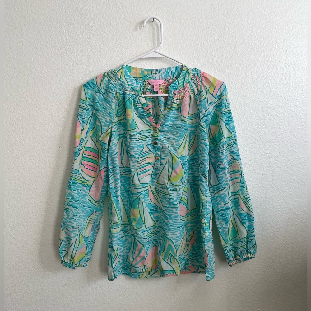 Lilly Pulitzer You Gotta Regatta Elsa Silk Top XXS GUC